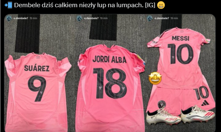 Ousmane Dembele po meczu z Interem Miami zgarnął TE TRZY koszulki piłkarzy rywala xD
